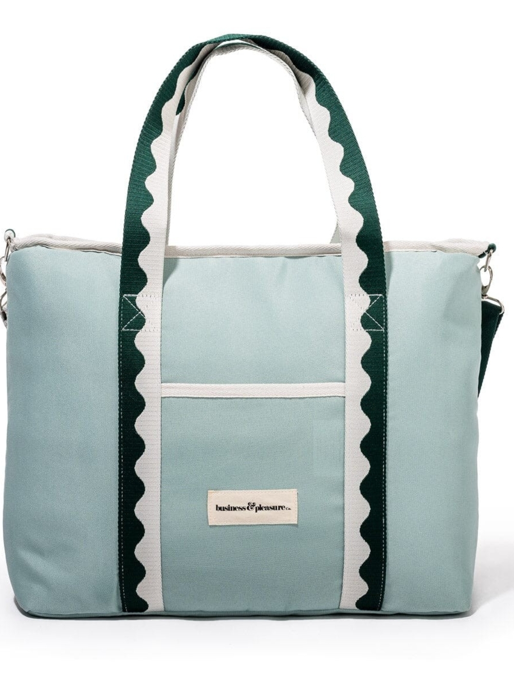 Business & Pleasure Mint Green Canvas Tote with Dark Green Trim